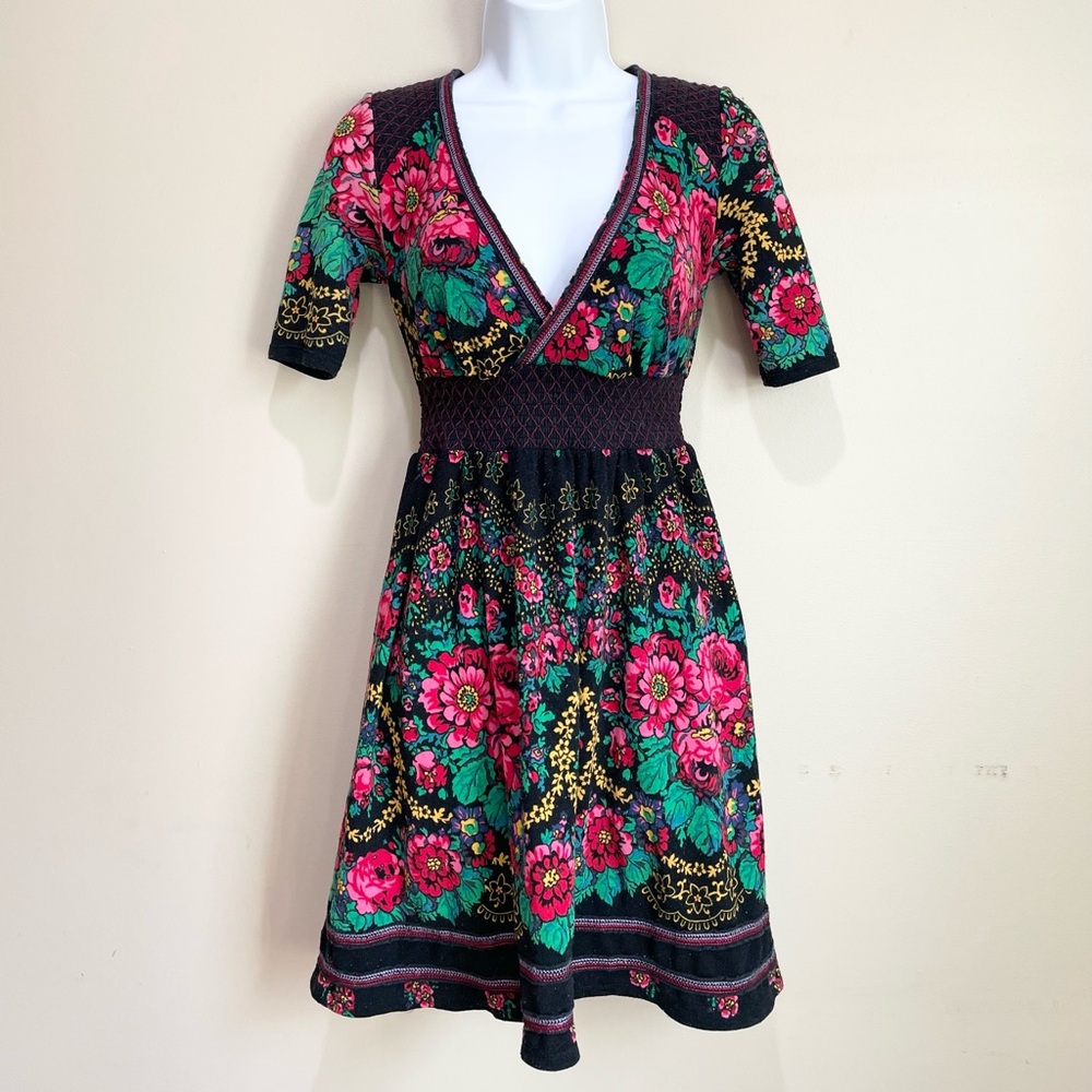 Vintage FREE PEOPLE Knit Vibrant Floral Vest Women's Size XS
